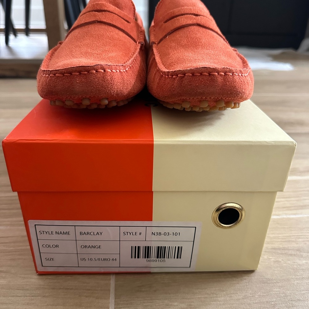 Vibrant Orange Men's Suede Loafers - Picture 6 of 8